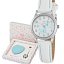 Reloj Marea Niña Esfera Blanca y Dibujo de Mariposas Azules con Monedero Azul – Set para Regalo